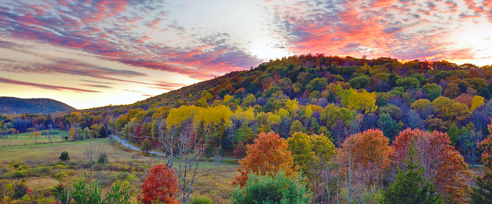 Fall foliage over the hills of Litchfield County
